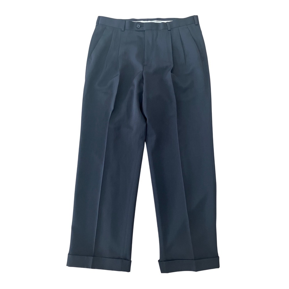Perry Ellis Portfolio Pleated Dress Pants Men Size 34x29 Charcoal Gray Cuffed